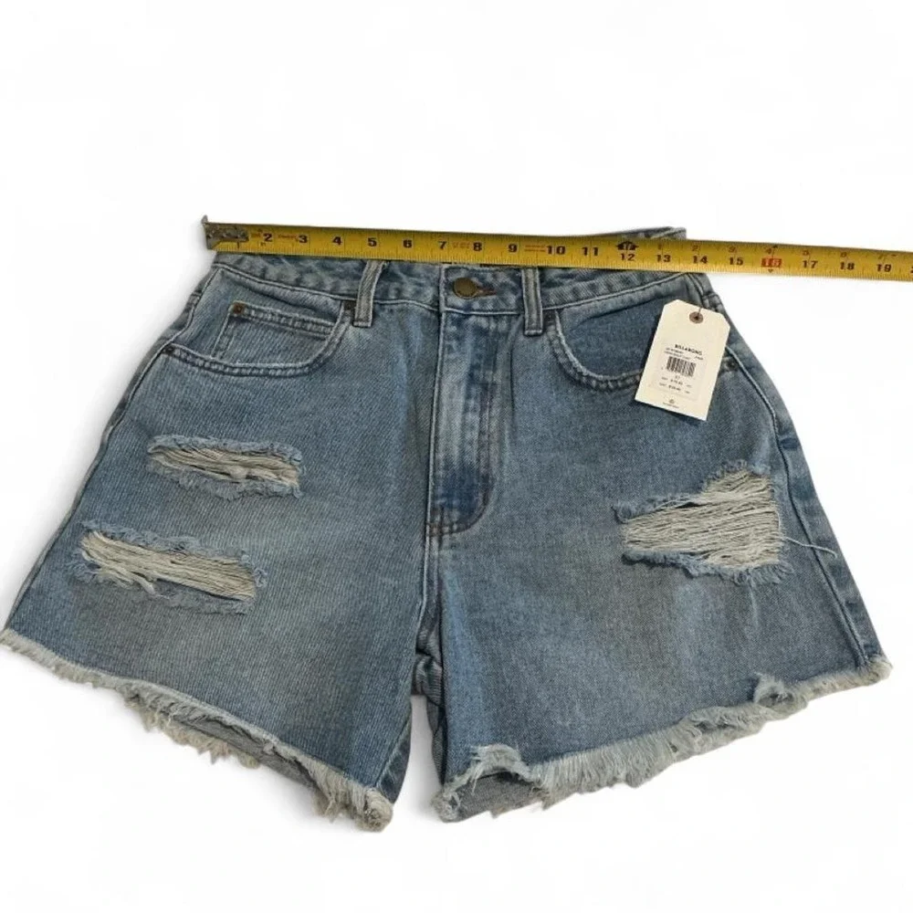 Billabong Denim Shorts Womens 27 Blue New Distressed How Bout That High Waist